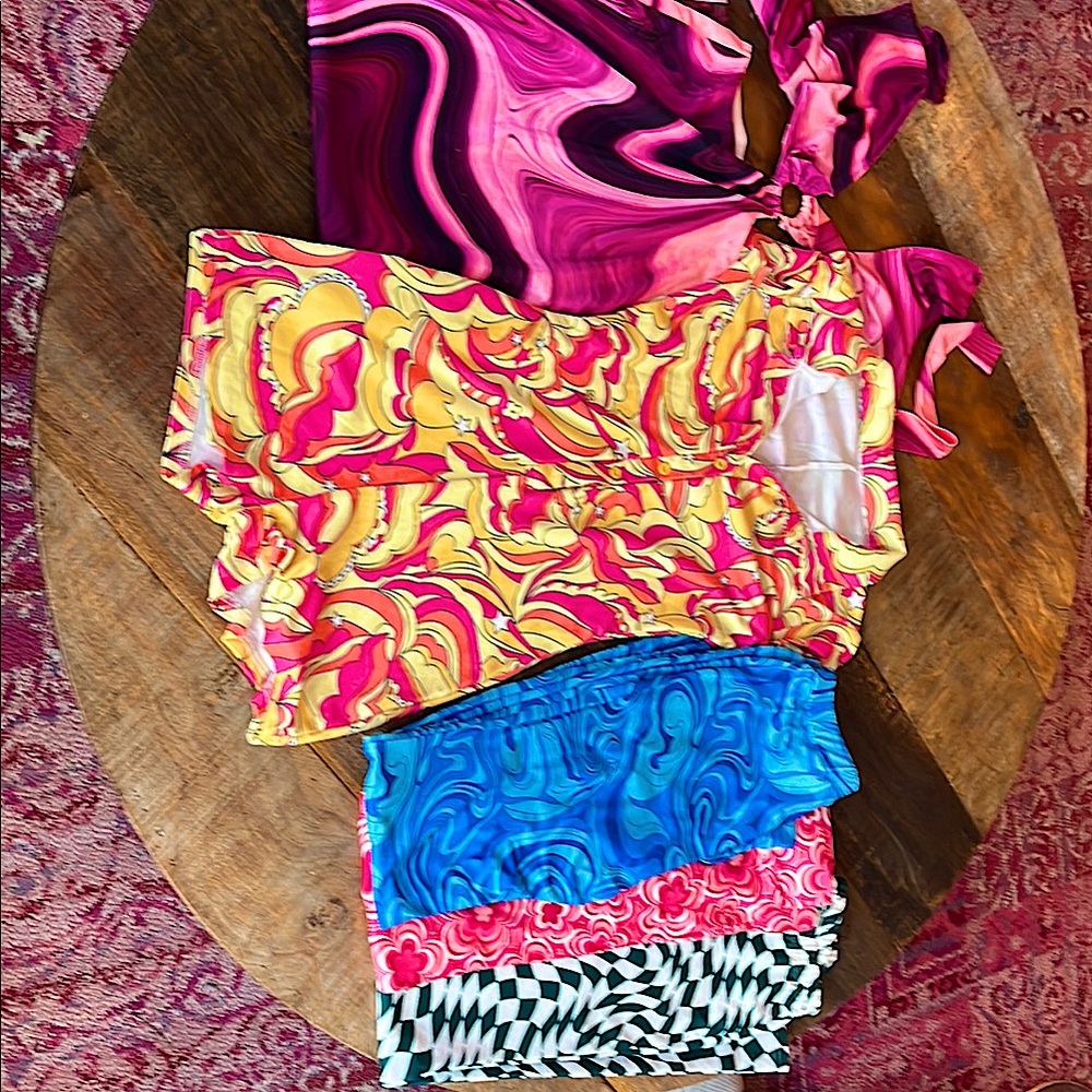 70s Outfits—3 Flare Pants, Romper, Dress—Costume, Groovy